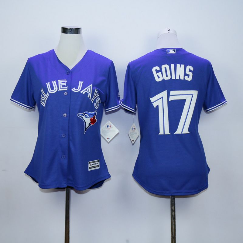 Women Toronto Blue Jays 17 Goins Blue MLB Jerseys